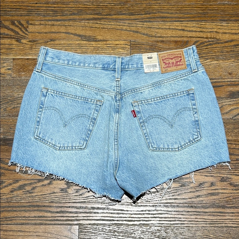 Levi's Light Blue Distressed 501 Jean Shorts - Picture 6 of 7